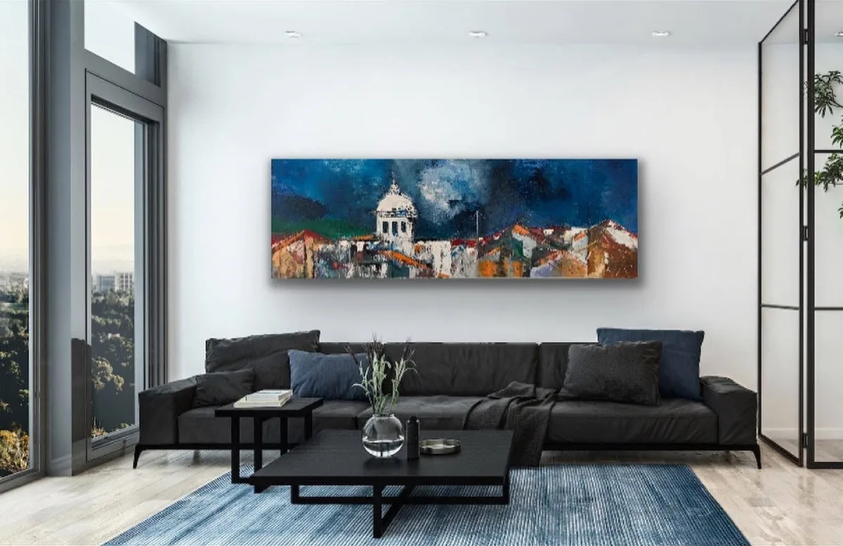 Obra panorâmica numa sala de estar