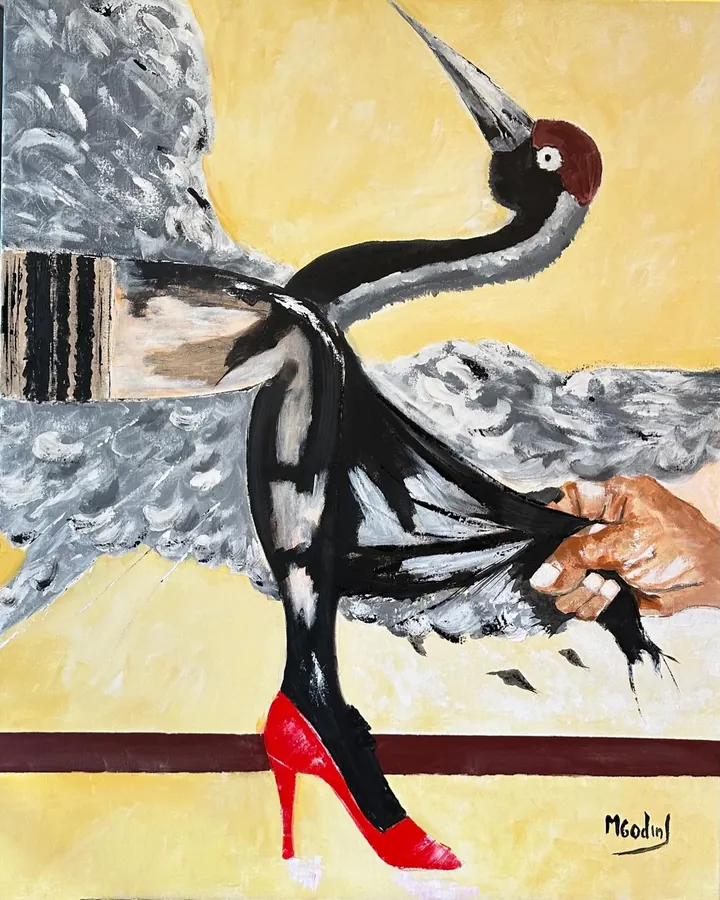 Antes de cair, Acrílico sobre tela · 80 × 100 cm