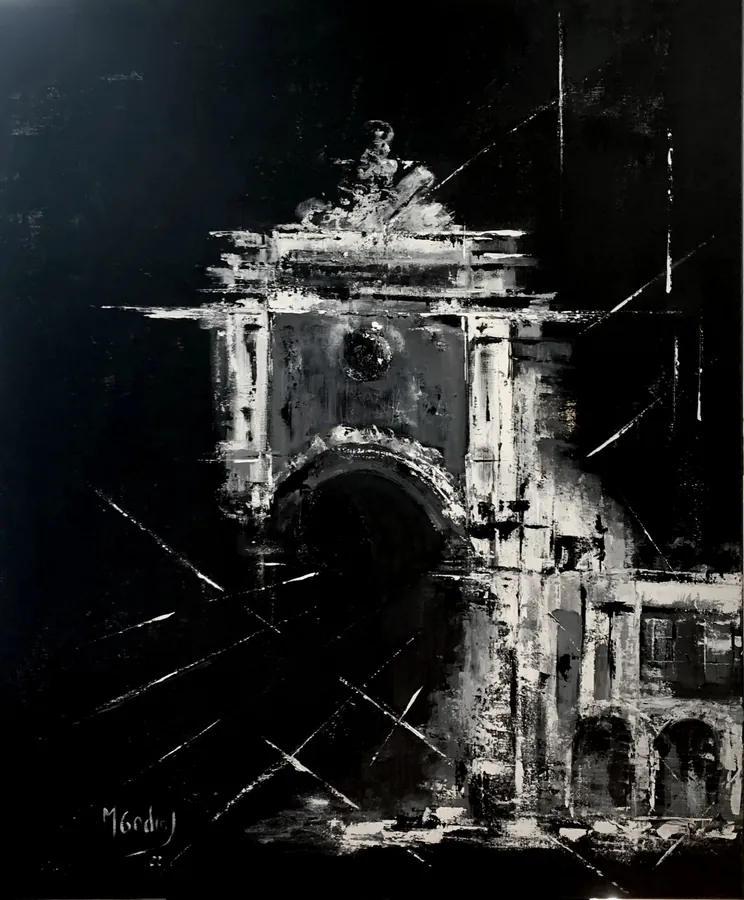 Black and White Lisbon, Acrílico sobre tela · 100 × 120 cm