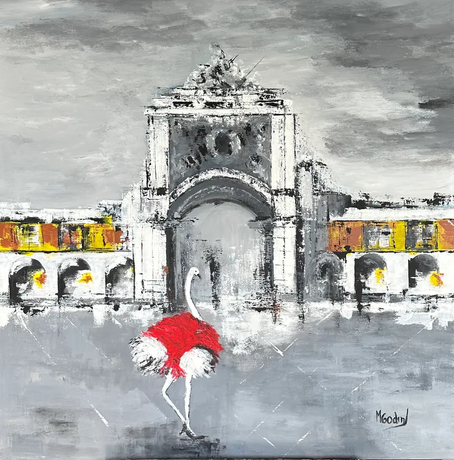 Figura improvável pelo mundo, Lisboa, Acrylic on canvas · 100 × 100 cm (39.4 × 39.4 in)
