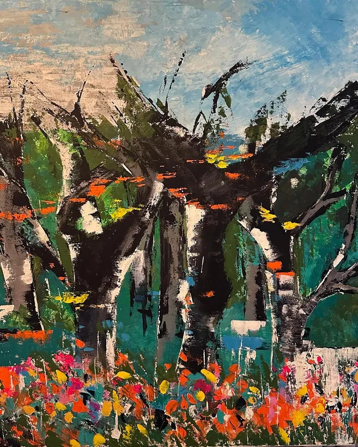 In the forest, Acrílico sobre tela · 100 × 100 cm