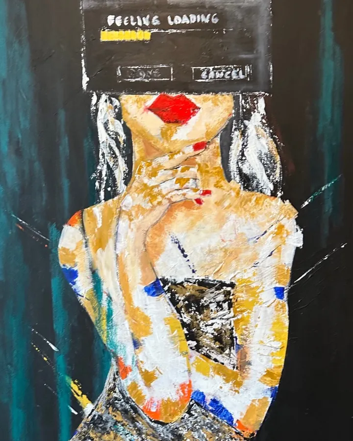 Sentimentos em carregamento, Acrílico sobre tela · 70 × 100 cm