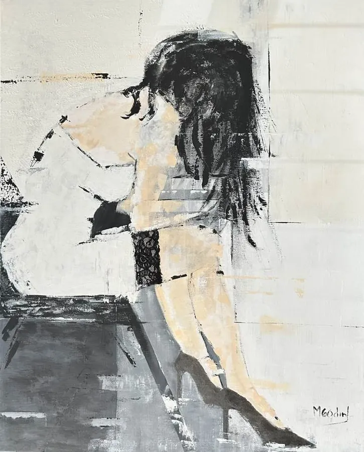 Sofrer em Silêncio, Acrílico sobre tela · 80 × 100 cm
