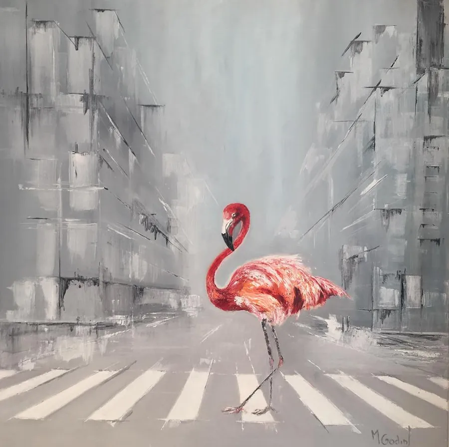 Walk around, Óleo sobre tela · 100 × 100 cm