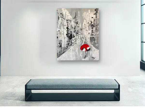 Figura Improvavel pelo mundo, New York: numa sala, por cima de um banco de 180 cm